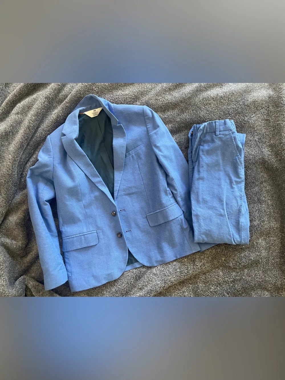 H&M Light Blue Linen Boys Suit Blazer with Matching Pants